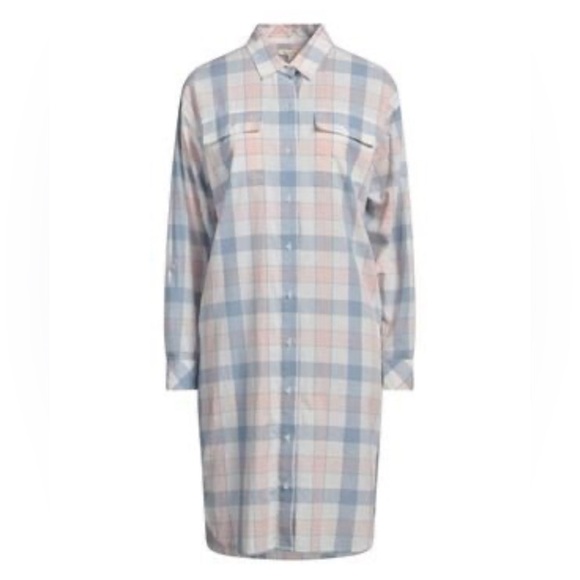Barbour Summer Millcross Dress Cotton Linen Plaid Midi Size 6 - Picture 1 of 9